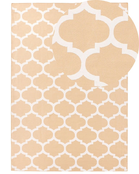 Area Rug Beige Fabric 160 x 230 cm Reversible Outdoor Indoor Moroccan Beliani