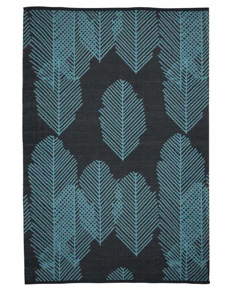 Area Rug Black Blue Fabric 140 x 200 cm Reversible Outdoor Indoor Modern Beliani