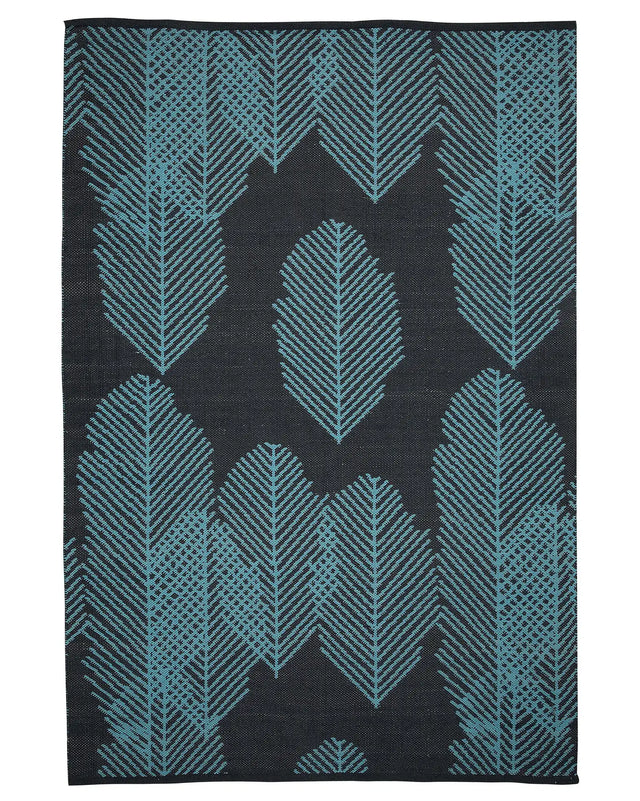 Area Rug Black Blue Fabric 140 x 200 cm Reversible Outdoor Indoor Modern Beliani