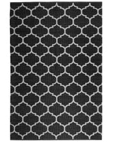 Area Rug Carpet Black and White Reversible Synthetic Material Outdoor and Indoor Quatrefoil Pattern Rectangular 160 x 230 cm Beliani