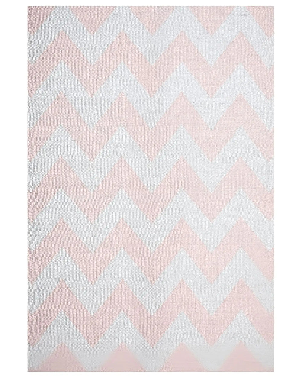 Area Rug Carpet Pink and White Polyester Fabric Chevron Pattern Rectangular 160 x 230 cm Beliani
