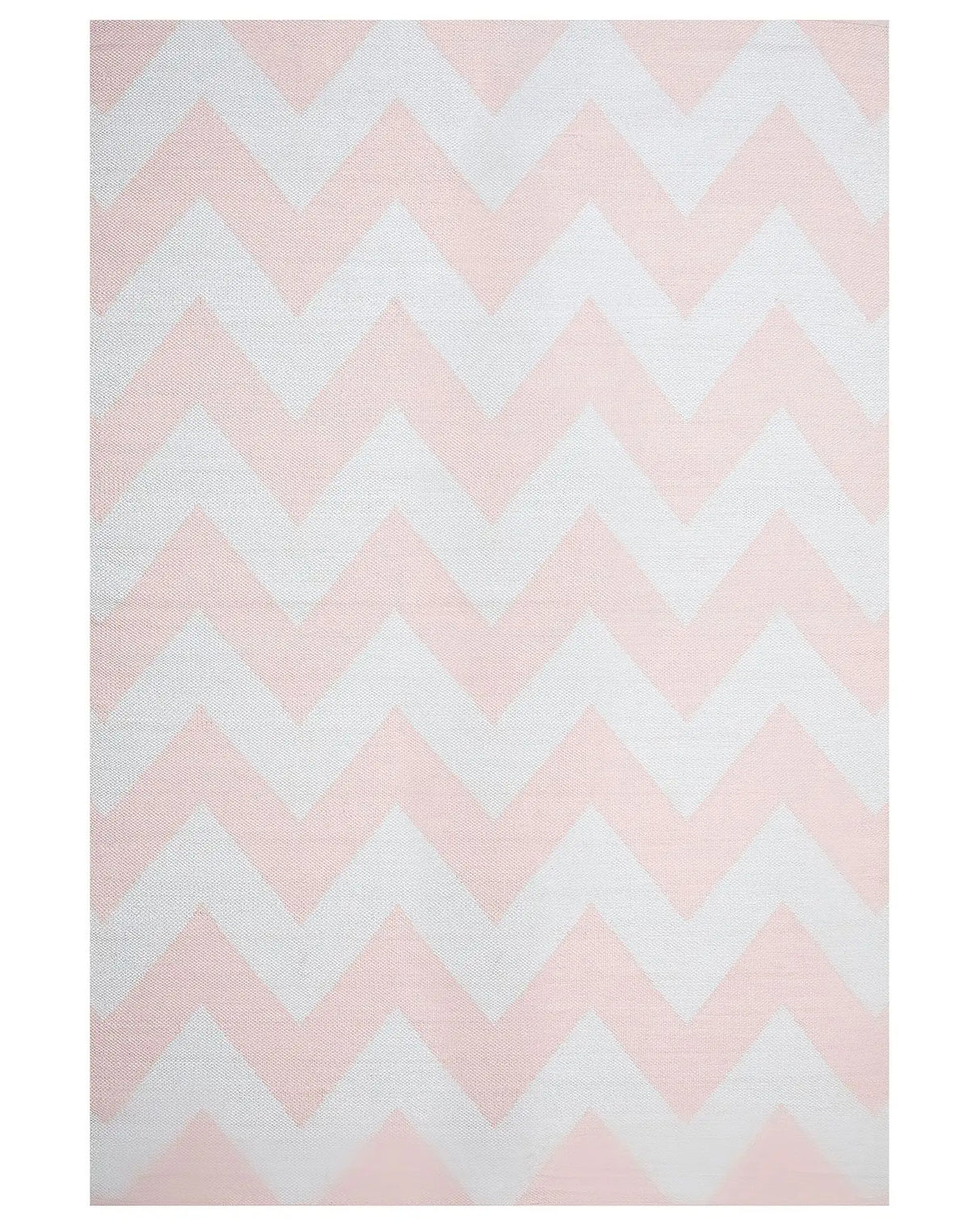Area Rug Carpet Pink and White Polyester Fabric Chevron Pattern Rectangular 160 x 230 cm Beliani