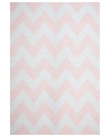 Area Rug Carpet Pink and White Polyester Fabric Chevron Pattern Rectangular 160 x 230 cm Beliani