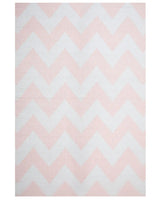 Area Rug Carpet Pink and White Polyester Fabric Chevron Pattern Rectangular 140 x 200 cm Beliani