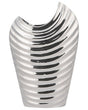 Decorative Flower Vase Silver Stoneware Ribbed Glamour Beliani