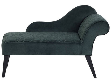 Chaise Lounge Green Velvet Upholstery Dark Wood Legs Right Hand Retro Beliani