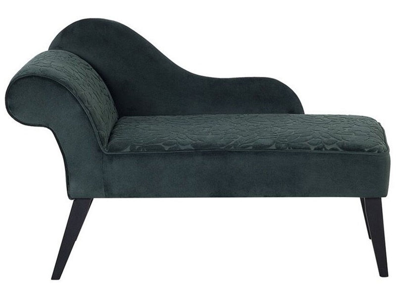 Chaise Lounge Green Velvet Upholstery Dark Wood Legs Left Hand Retro Beliani