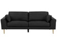 Sofa Black Leather 3 Seater Wood Frame Additional Pillows Modern Beliani