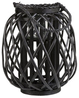 Lantern Black Willow Wood and Glass 30 cm Indoor Outdoor Scandinavian Beliani