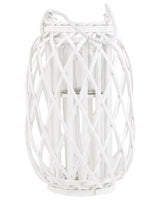 Lantern White Willow Wood and Glass 40 cm Indoor Outdoor Scandinavian Beliani