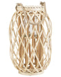 Lantern Light Wood Willow Wood and Glass 40 cm Indoor Outdoor Candle Holder Scandinavian Boho Beliani