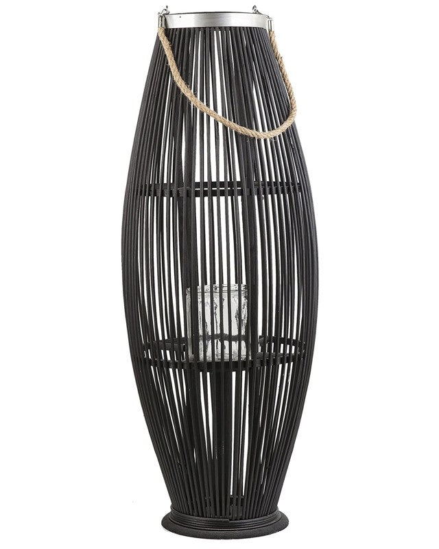 Lantern Black Willow 84 cm Boho Decor Piece Beliani