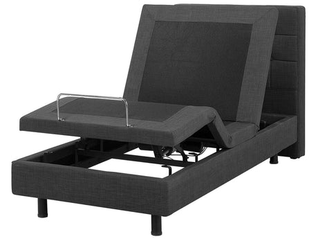 Electric Bed Dark Grey EU Single 3ft Remote Control Adjustable Linen Beliani