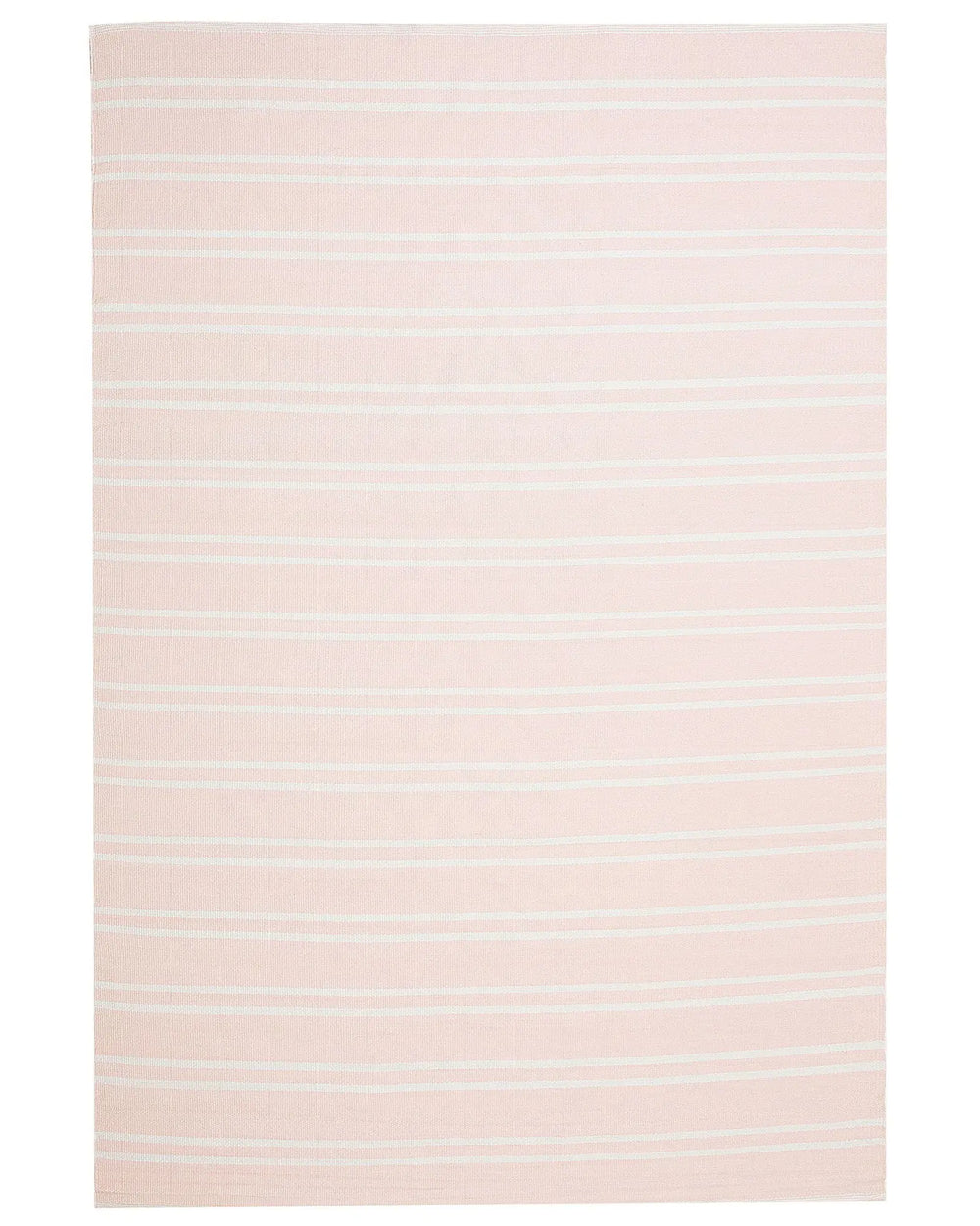 Area Rug Carpet Pink Reversible Synthetic Material Outdoor and Indoor White Stripes Rectangular 140 x 200 cm Beliani