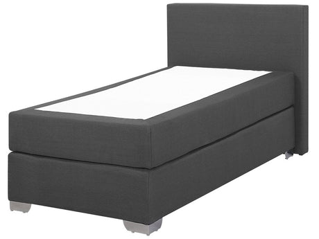 EU Single Size Continental Bed 3ft Grey Fabric with Mattress Contemporary Beliani