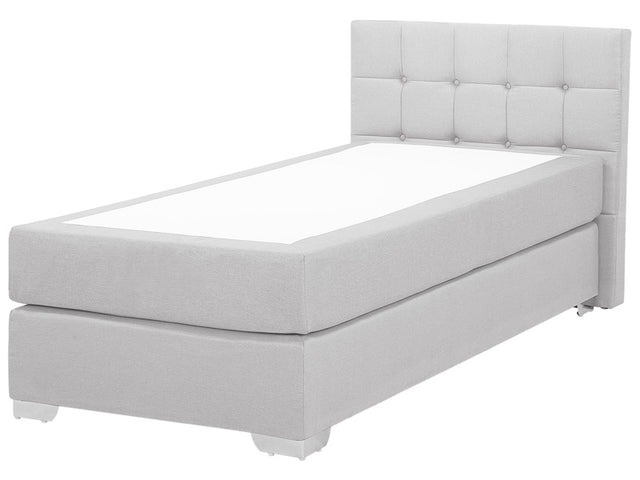 EU Single Size Continental Bed 3ft Grey Fabric with Mattress Contemporary Beliani