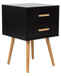 Bedside Table Black and Light Wood 40 x 40 cm 2 Drawers Scandinavian Beliani