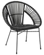 Rattan Armchair Black Wicker Black Metal Legs Papasan Living Dining Room Beliani