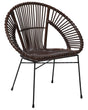 Rattan Armchair Brown Wicker Black Metal Legs Papasan Living Dining Room Beliani