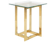 Coffee Table Clear Transparent Gold Square Glass 40 x 40 cm Tabletop Metal Base Modern Design Beliani