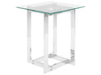 Coffee Table Clear Transparent Silver Square Glass Tabletop Metal 40 x 40 cm Base Modern Design Beliani