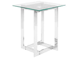 Coffee Table Clear Transparent Silver Square Glass Tabletop Metal 40 x 40 cm Base Modern Design Beliani