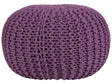 Pouf Ottoman Purple Knitted Cotton EPS Beads Filling Round Small Footstool 50 x 35 cm Beliani