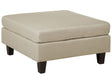 Ottoman Footstool Beige Fabric Upholstered Square Minimalist Modern Beliani