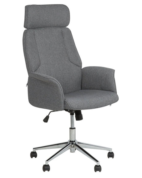 Office Chair Grey Fabric Swivel Adjustable Height Flared Arms Castors Modern Beliani