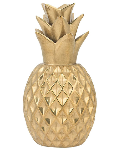 Decorative Figurine Gold Ceramic Pineapple Statuette Ornament Glamour Style Decor Accessories Beliani