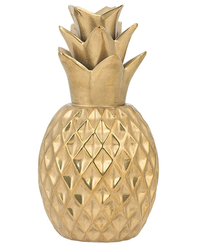 Decorative Figurine Gold Ceramic Pineapple Statuette Ornament Glamour Style Decor Accessories Beliani