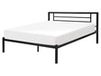Bed Frame Black Metal EU King Size 5ft3 Solid Wood Slats Industrial Minimalist Beliani