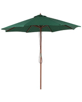 Garden Parasol Green Fabric  270 x 254H cm Birch Pole Foldable Outdoor Modern Beliani