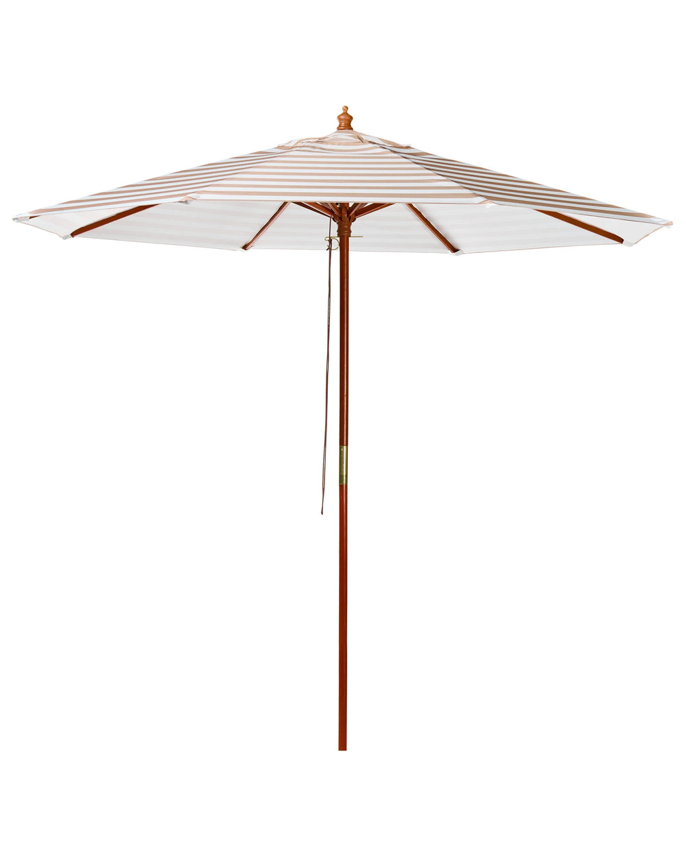 Garden Sun Parasol Beige and White Striped Canopy Birch Wood Pole 245 cm Weather Resistant Beliani