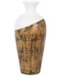 Tall Decorative Vase Light Wood and White Terracotta 44 cm Table Floor Vase Beliani