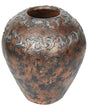 Decorative Vase Copper Blue Terracotta 33 cm Oval Antiqued Look Beliani