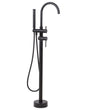 Bath Mixer Tap Black Brass Freestanding Bathtub Faucet with Hand Shower Modern Design Beliani