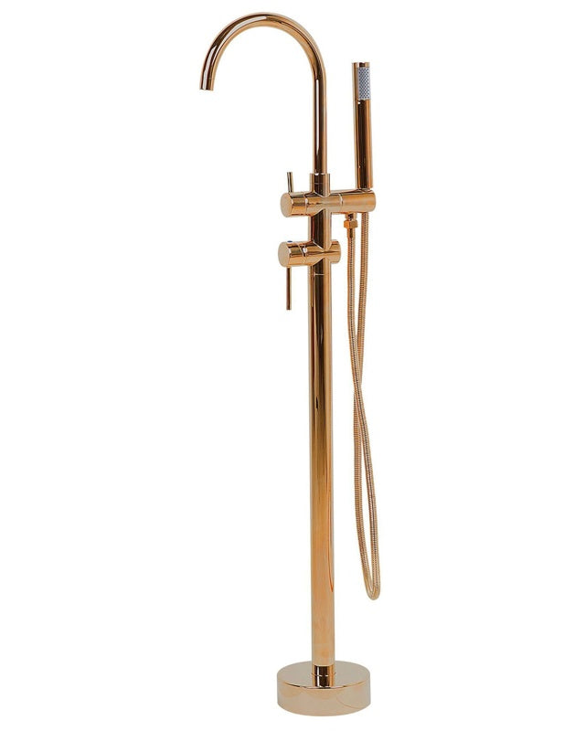 Bath Mixer Tap Copper Brass Freestanding Bathtub Faucet with Hand Shower Modern Design Beliani