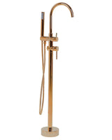 Bath Mixer Tap Copper Brass Freestanding Bathtub Faucet with Hand Shower Modern Design Beliani