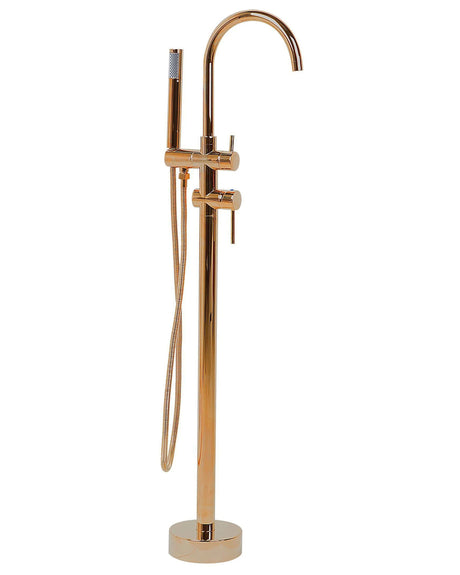 Bath Mixer Tap Copper Brass Freestanding Bathtub Faucet with Hand Shower Modern Design Beliani
