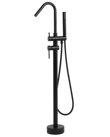 Bathtub Faucet Black Chrome Freestanding 118 cm with Hand Shower Modern Beliani