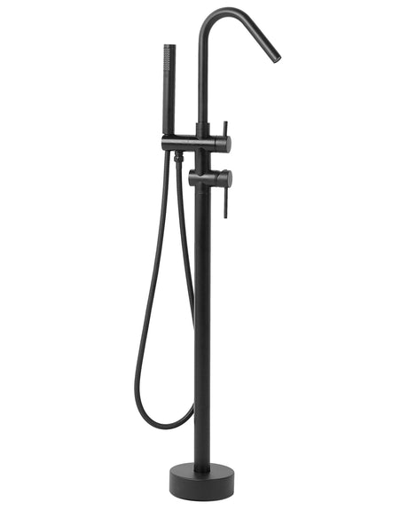 Bathtub Faucet Black Chrome Freestanding 118 cm with Hand Shower Modern Beliani