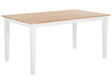 Dining Table Light Wood Tabletop Rubberwood White Legs 150 x 90 cm Wooden Legs Kitchen Table Beliani