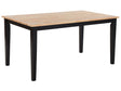 Dining Table Light Wood and Black Rubberwood 150 x 90 cm Wooden Legs Lacquered Surface Scandinavian Beliani