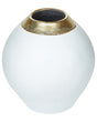 Decorative Vase White Ceramic 31 cm Table Vase with Gold Neck Beliani