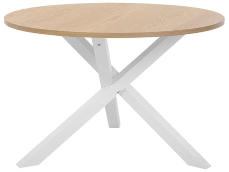 Dining Table Light Wood White  120 cm Round Scandinavian Beliani