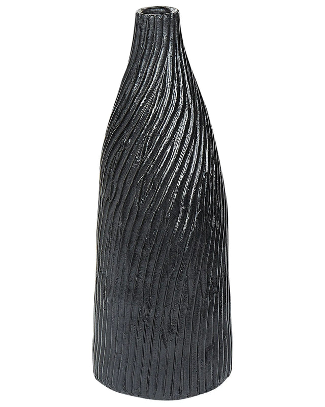 Decorative Vase Black 50 cm Terracotta  Minimalist Modern Scandinavian Decor Beliani