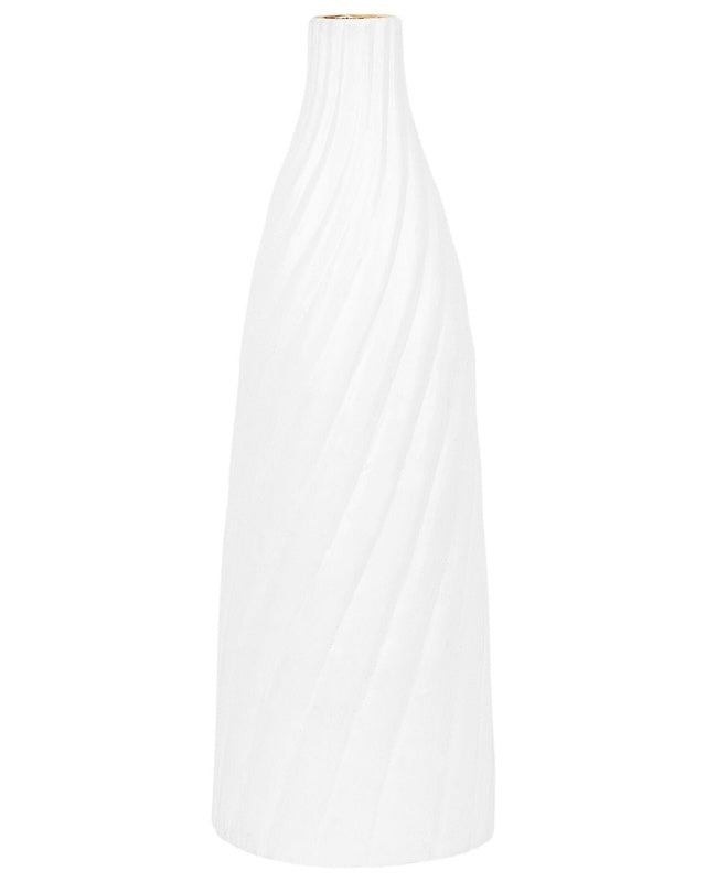 Decorative Vase White 45 cm Terracotta Minimalist Modern Scandinavian Decor Beliani