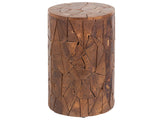 Side Table Light Teak Wood Round Shape Natural Colour  30 cm Retro Country Beliani
