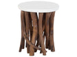 Side Table White Round Top Dark Teak Wood ø 36 cm Tree Branch Base Modern Rustic Living Room Bedroom Beliani